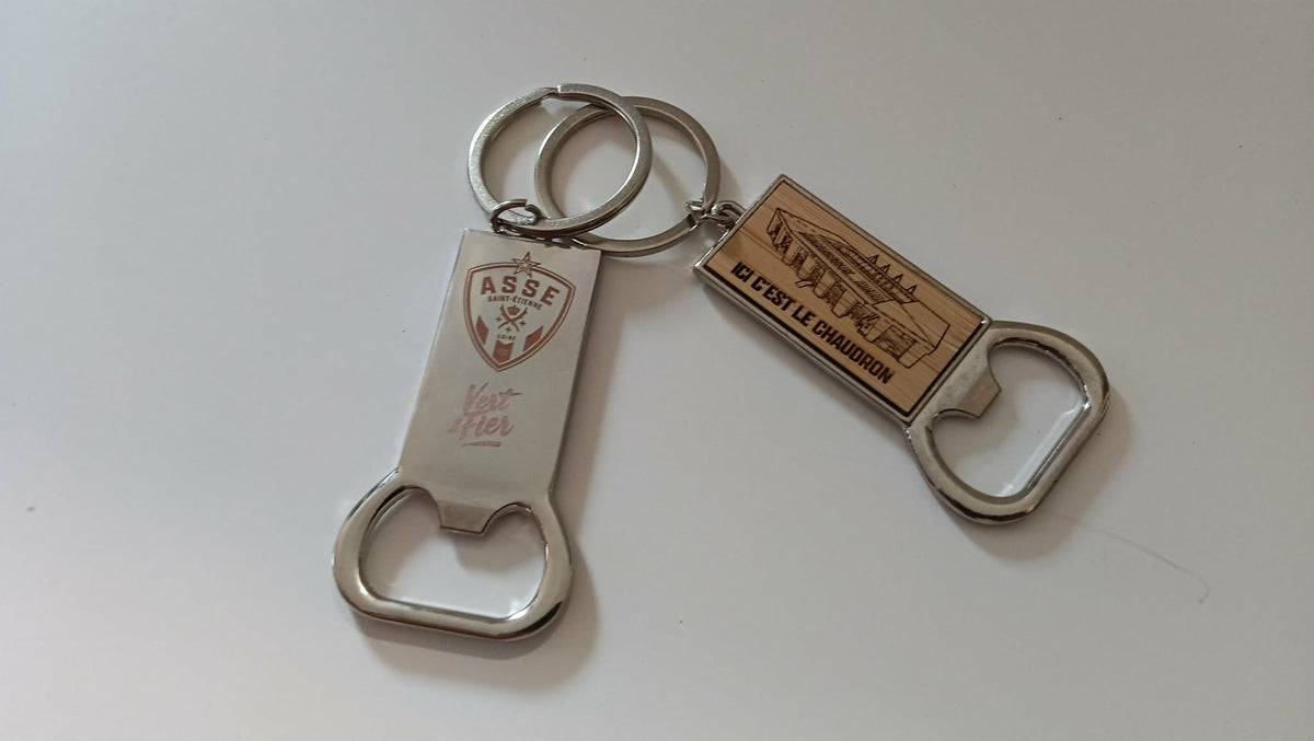 Porte clé décapsuleur ASSE bois / métal - modèle arrondi