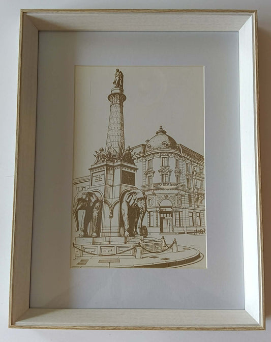 Cadre gravure laser "LA FONTAINE DES ELEPHANTS / CHAMBERY"